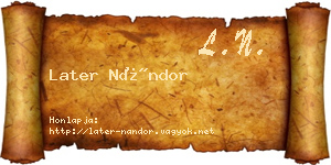 Later Nándor névjegykártya